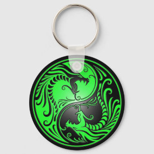 Porte-clés Yin Yang Dragons, green and black