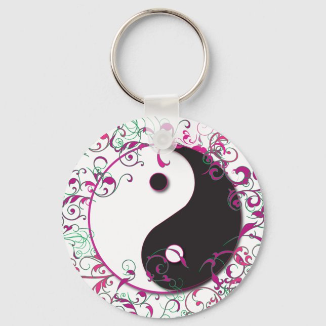 Porte-clés Yin & Yang Floral Design (Recto)