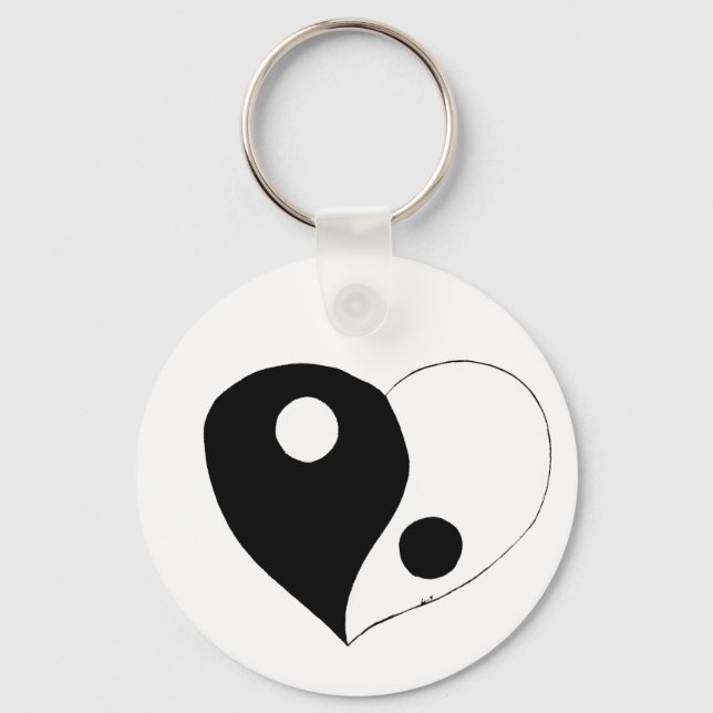 Porte-clés Yin Yang Heart (B/W) (Recto)