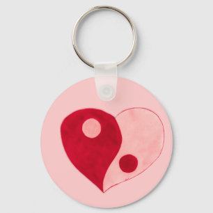 Porte-clés Yin Yang Heart (Rouge/Rose)