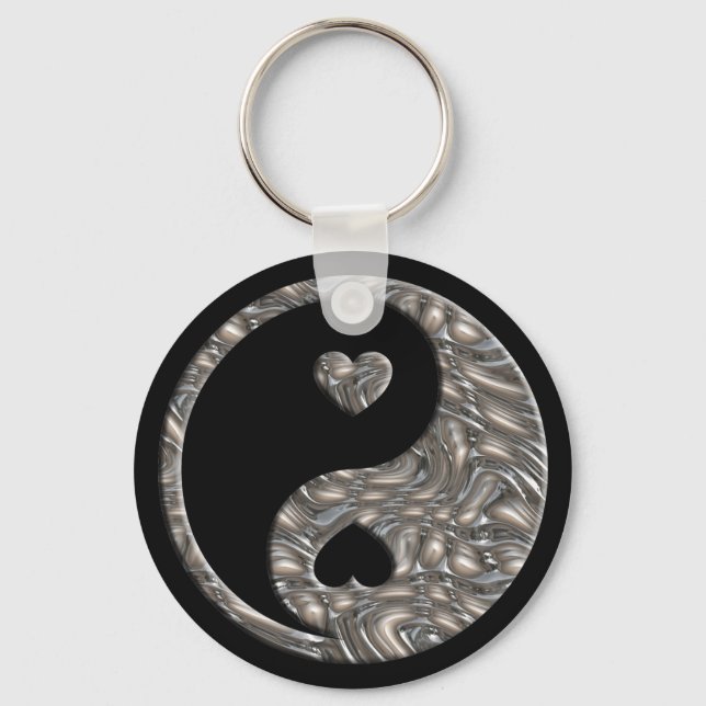 Porte-clés Yin & Yang / Hearts SILVER (Recto)