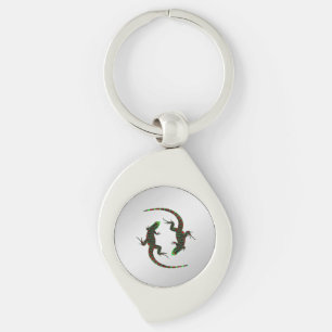 Porte-clés Yin Yang Lizards Argent