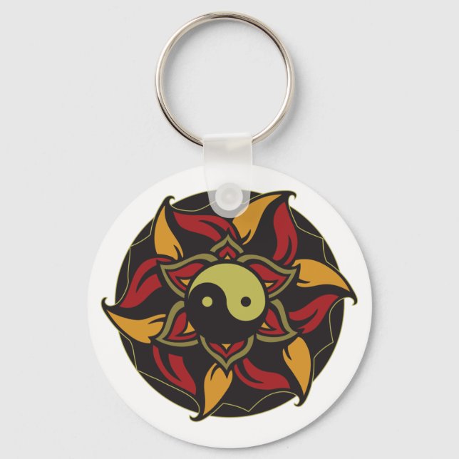 Porte-clés Yin Yang Lotus en floraison (Recto)