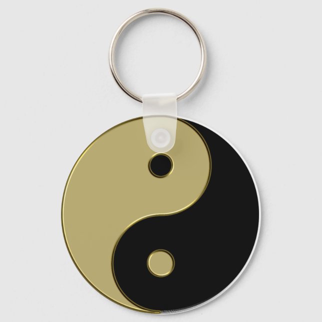 Porte-clés yin yang noir et or (Recto)