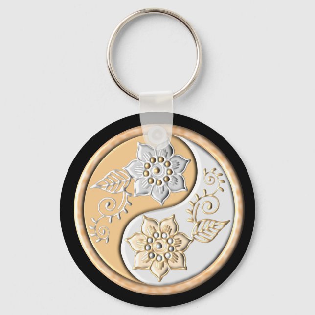 Porte-clés Yin Yang or et argent (Recto)