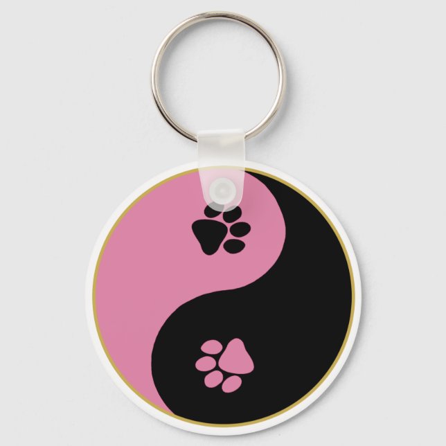 Porte-clés Yin Yang Paws rose (Recto)