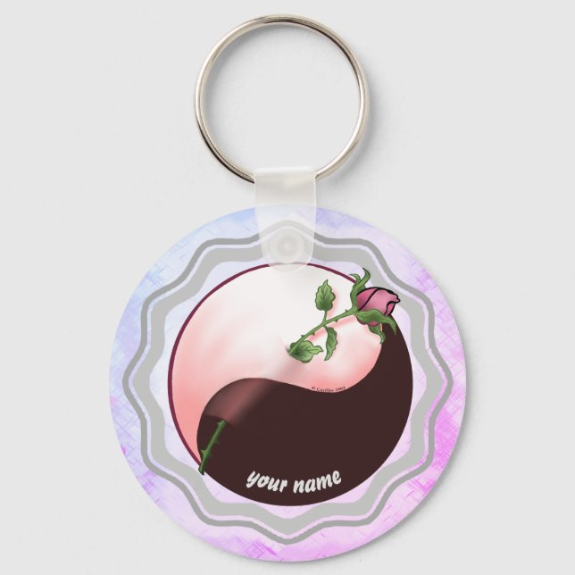 Porte-clés yin yang Rose Rouge (Recto)