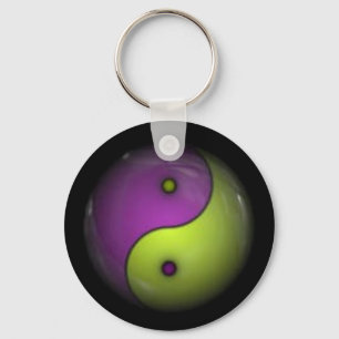 Porte-clés yin yang violet vert