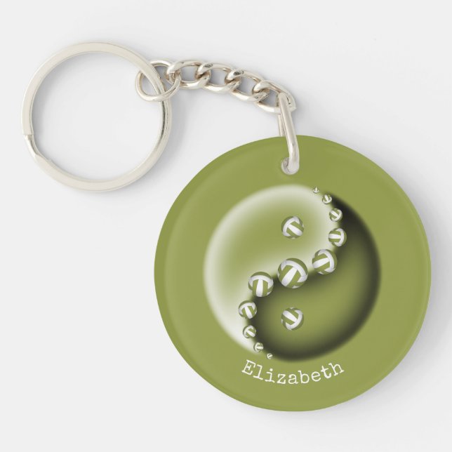 Porte-clés yin yang volleyball nom personnalisé étiquette duf (Devant)