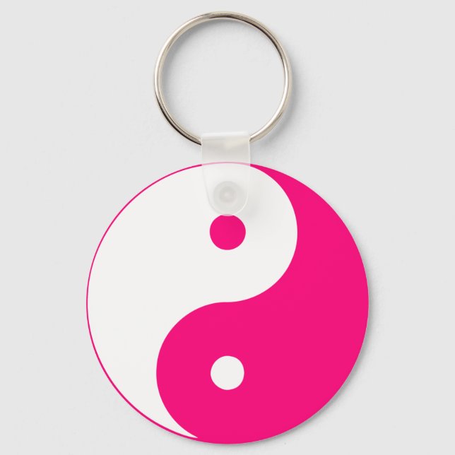 Porte-clés Yin Yang Ying signe taoïste chinois Taijitu rose (Recto)