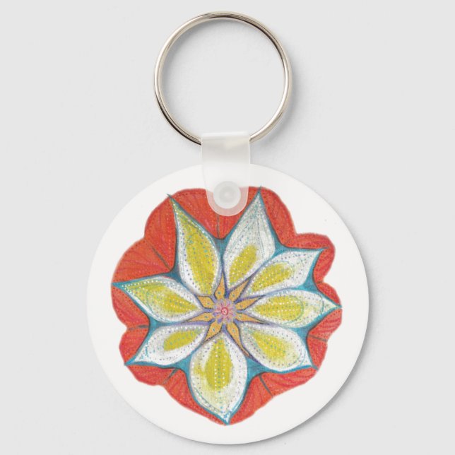 Porte-clés Yoga Fleur Mandala Bouton Clé Bouton (Recto)