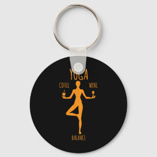 Porte-clés Yoga Lance Café et vin Amateur de yoga Cadeau amus