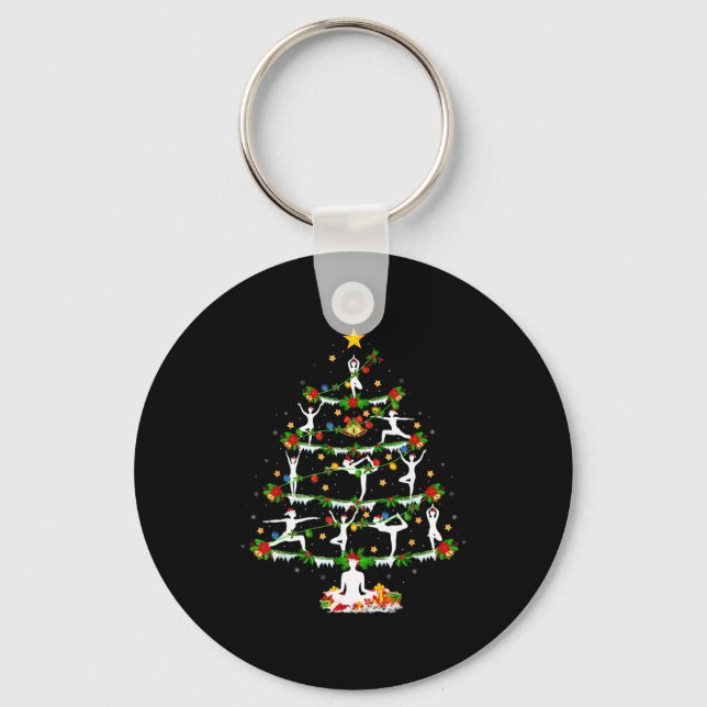 Porte-clés Yoga Lover Xmas Lighting Yoga Christmas Tree  (Recto)