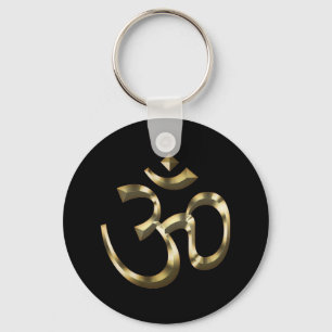 Porte-clés Yoga, Om Aum Icon, Hinduism Symbol, gold black