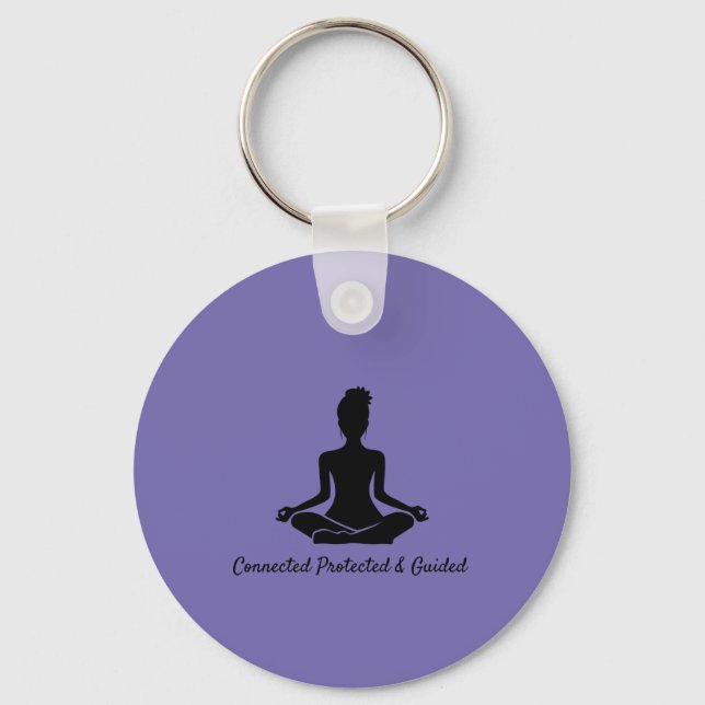 Porte-clés Yoga pose Mindfulness Méditation citation Clavier (Recto)