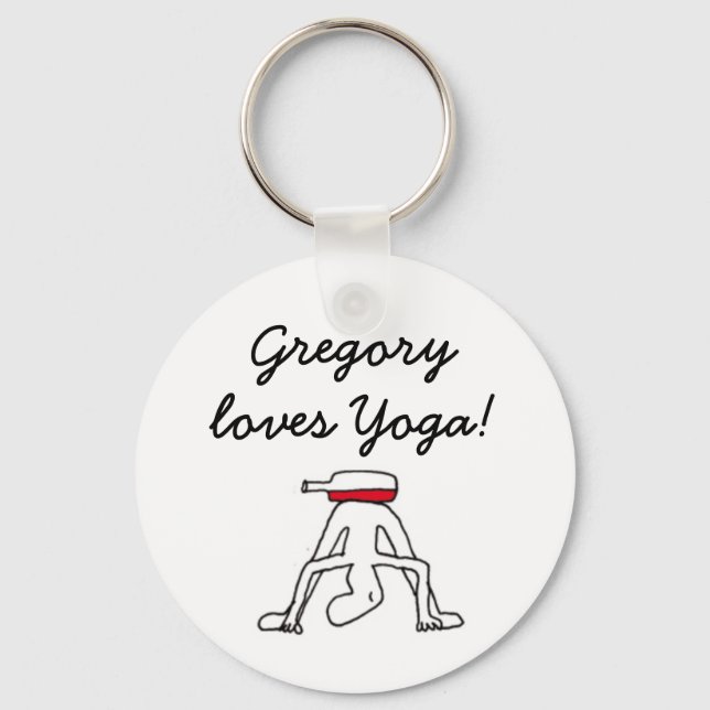 Porte-clés Yoga pour Winelovers Badge blanc (Recto)