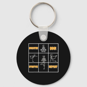 Porte-clés Yoga squelette Halloween drôle respire fantôme éti