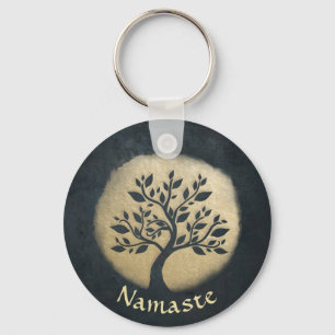 Porte-clés Yoga Studio Meditation Instructor Black Gold Tree
