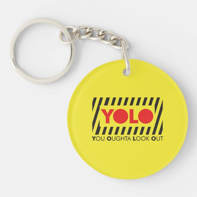 Porte-clés YOLO avec la précaution rouge (Devant)