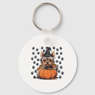 Porte-clés Yorkie Halloween Costume Tee Citrouille Hommes Fem