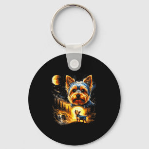 Porte-clés Yorkie hurle à la lune vintage 90s drôle de chien