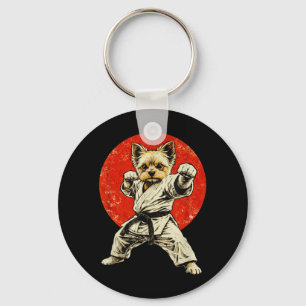 Porte-clés Yorkie Karate Chien Ceinture Noire Yorkshire Terri