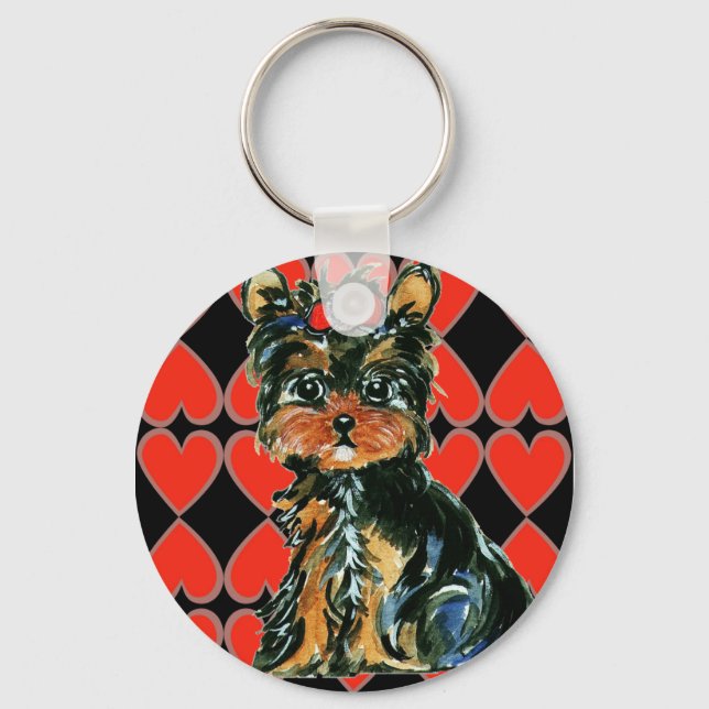 Porte-clés Yorkie Poo de la Saint-Valentin (Recto)