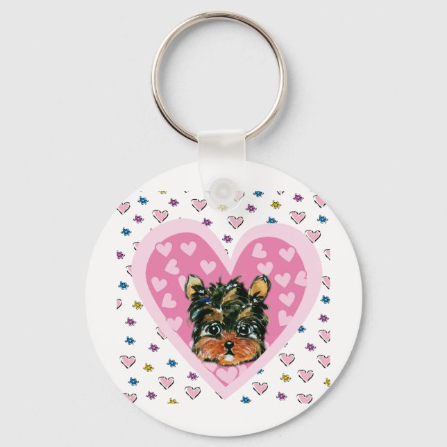 Porte-clés Yorkie Poo Saint-Valentin (Recto)