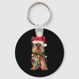 Porte-clés Yorkshire Noël Yorkie Chien Santa Hat Noël