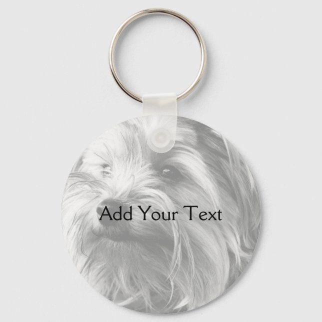 Porte-clés Yorkshire noir et blanc Terrier Yorkie (Recto)