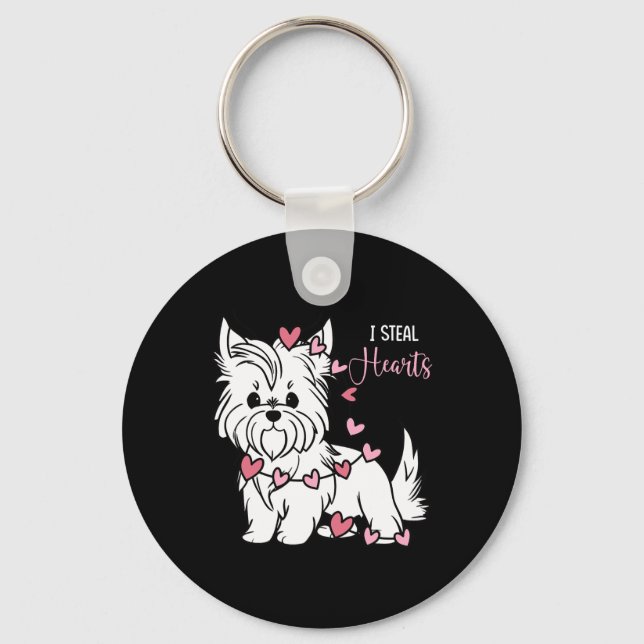 Porte-clés Yorkshire Terrier Chien I Voler Coeurs mignons Val (Recto)