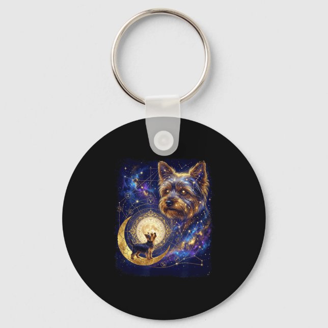 Porte-clés Yorkshire terrier hurlant à la lune mème 90s (Recto)