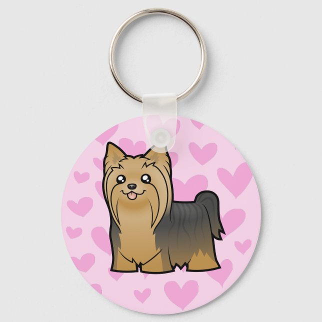 Porte-clés Yorkshire Terrier Love (cheveux longs sans arc) (Recto)