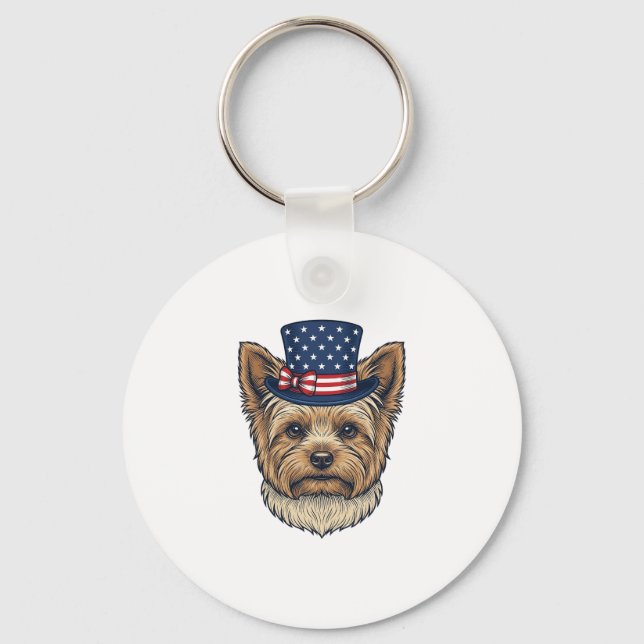 Porte-clés Yorkshire Terrier Patriotique Vintage (Recto)