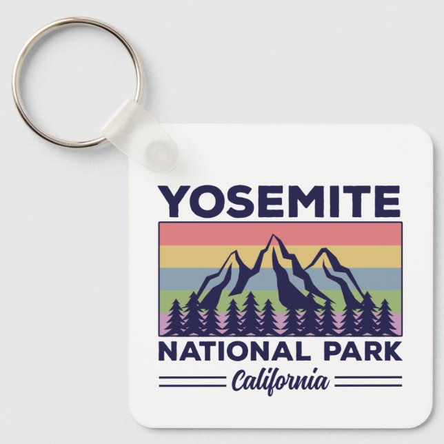 Porte-clés Yosemite National Park California Retro Randonnée (Recto)