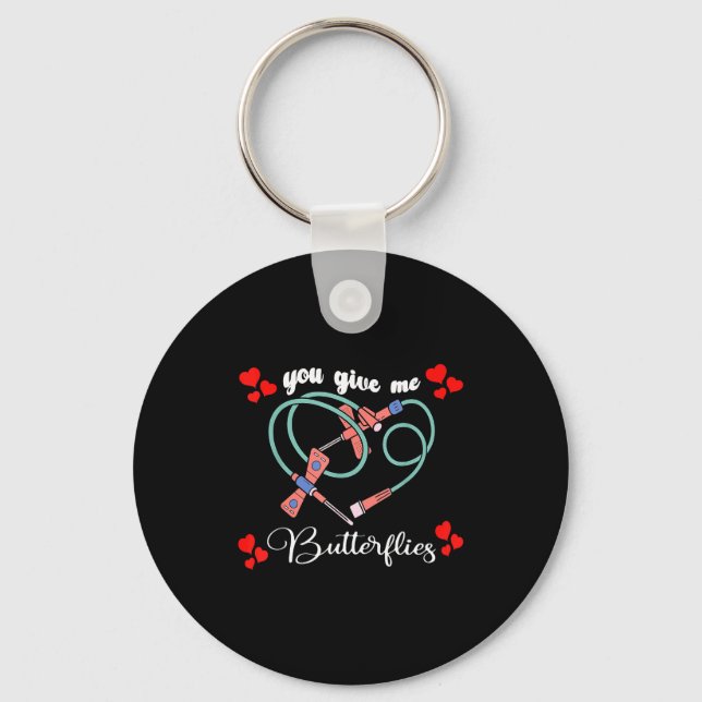 Porte-clés You Give Me Butterflies Phlebotomist Pbt Valentine (Recto)