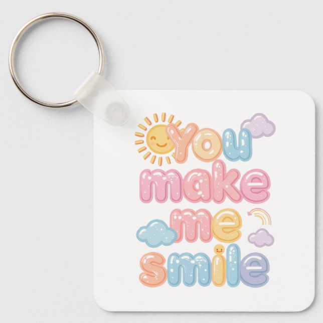 Porte-clés "You Make Me Smile" with Sun and Clouds (Recto)