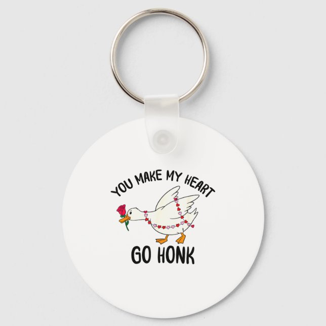 Porte-clés You Make My Heart Go Honk Funny Goose Valentine Sa (Recto)