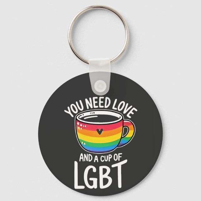 Porte-clés You Need Love and a Cup of LGBT Pride Moth 2025 (Recto)