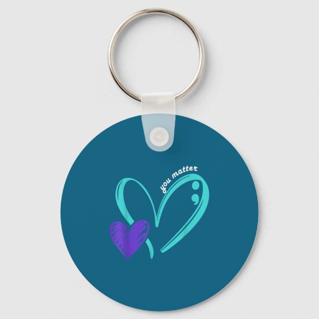 Porte-clés You Suicide Prevention Awareness Teal Purple Heart (Recto)