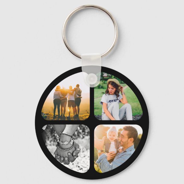 Porte-clés Your 4 Photos Round Keychain (Recto)