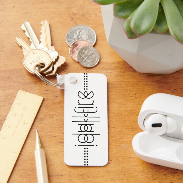 Porte-clés Your Name as Alien Glyphs Unique White (Bureau)