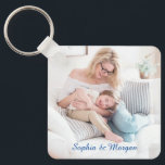 Porte-clés Your Photo & Name(s) in Blue Script Keychain<br><div class="desc">Personalize name(s) or your message in blue script on your photo.</div>