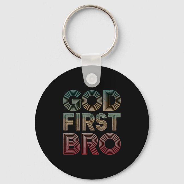 Porte-clés Youth Boy God First Bro Funny Christian God Brothe (Recto)