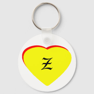 Porte-clés "Z" Coeur Jaune Rouge Faire-part de mariage Le MUS