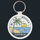 Porte-clés Zanzibar Tanzanie Vintage<br><div class="desc">Design vectoriel Zanzibar. Unguja,  également connue sous le nom d'île de Zanzibar,  est l'île principale de l'archipel tanzanien de Zanzibar.</div>