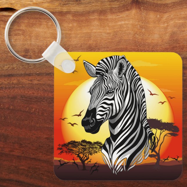 Porte-clés Zebra African Savanna Wild Animal (Recto)