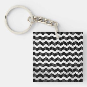 Porte-clés Zebra Black et Grey Chevron