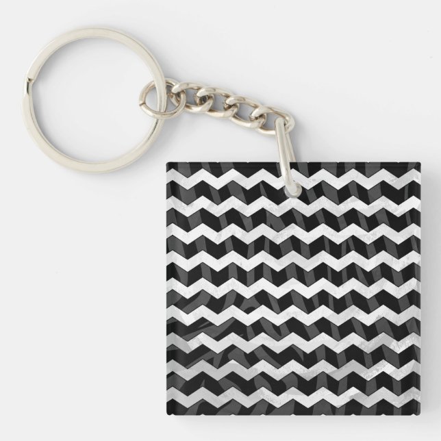 Porte-clés Zebra Black et Grey Chevron (Devant)