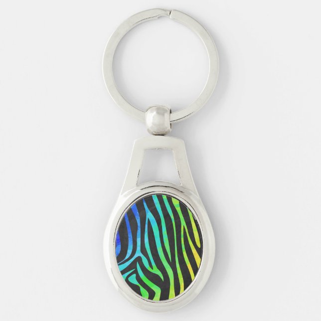 Porte-clés Zebra Black et Rainbow Print (Devant)